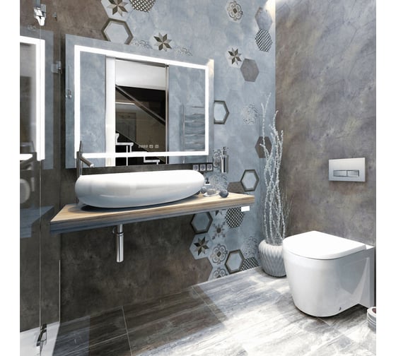 Зеркало SILVER MIRRORS Livia neo-3 800x600 мм, сенсорный выключатель, подогрев, часы LED-00002404