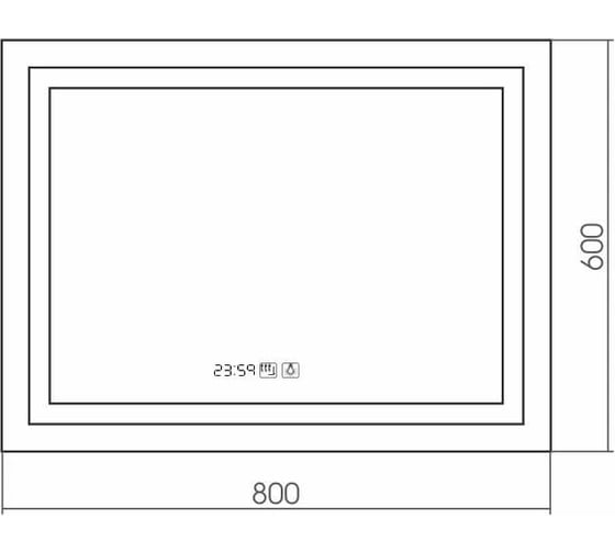 Зеркало SILVER MIRRORS Livia neo-3 800x600 мм, сенсорный выключатель, подогрев, часы LED-00002404