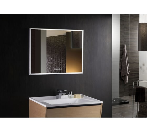 Зеркало SILVER MIRRORS Гуверт 1000x800 мм, подогрев, часы, сенсорный выключатель LED-00002369
