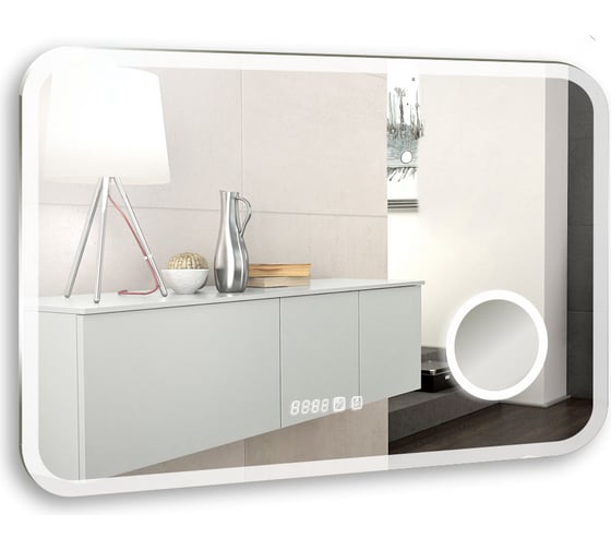 Зеркало SILVER MIRRORS Эльза 1000x800 мм, двойной подогрев, часы, сенсорный выключатель LED-00002340