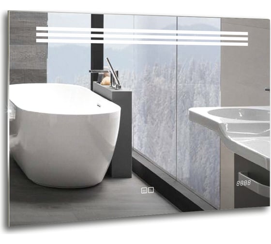 Зеркало SILVER MIRRORS GEMMA 800х600 мм, подогрев, часы, сенсорный выключатель ФР-00001400 1