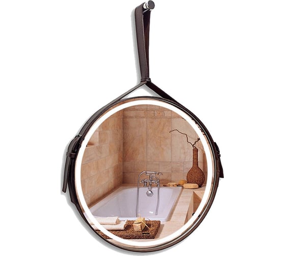 Зеркало SILVER MIRRORS Капитан D710 мм, бесконтактный сенсор, коричневая кожа LED-00002333 1