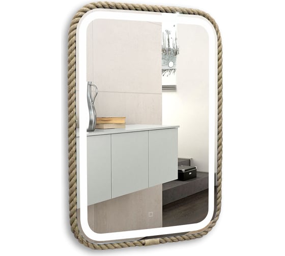 Зеркало SILVER MIRRORS Галеон 550х800 мм, декор-канат, сенсорный включатель LED-00002571 1