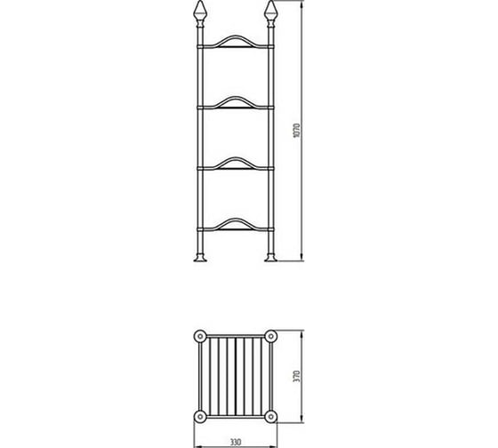 Этажерка Migliore MIRELLA L38хH107xP34 см, 4 полки-решетки, латунь, бронза 26360