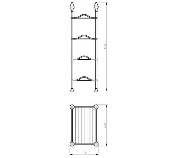 Этажерка Migliore MIRELLA L50хH107xP34 см, 4 полки-решетки, латунь, золото 26628