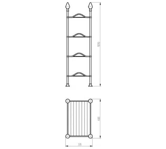 Этажерка Migliore MIRELLA L50хH107xP34 см, 4 полки-решетки, латунь, хром 26627