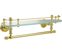 Полка c галереей Migliore MIRELLA L40 см, с полотенцедержателем, стекло матовое/золото 17329