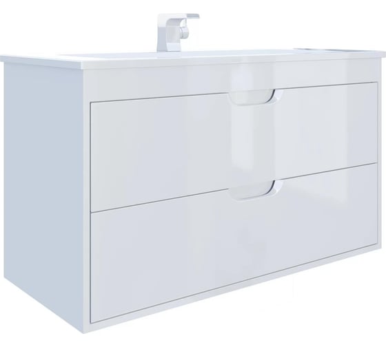 Тумба под раковину для ванной Uperwood Modul 100 см, подвесная, глянцевая, белая 2930205154