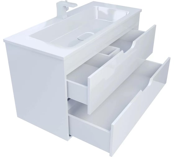 Тумба под раковину для ванной Uperwood Modul 100 см, подвесная, глянцевая, белая 2930205154