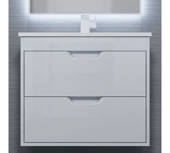 Тумба под раковину для ванной Uperwood Modul 65 см, подвесная, глянцевая, белая 2930205150