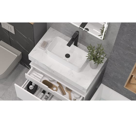 Столешница Velvex Unit 80, белый мрамор st.UNI.80-630
