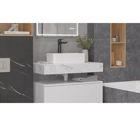 Столешница Velvex Unit 60, белый мрамор st.UNI.60-630