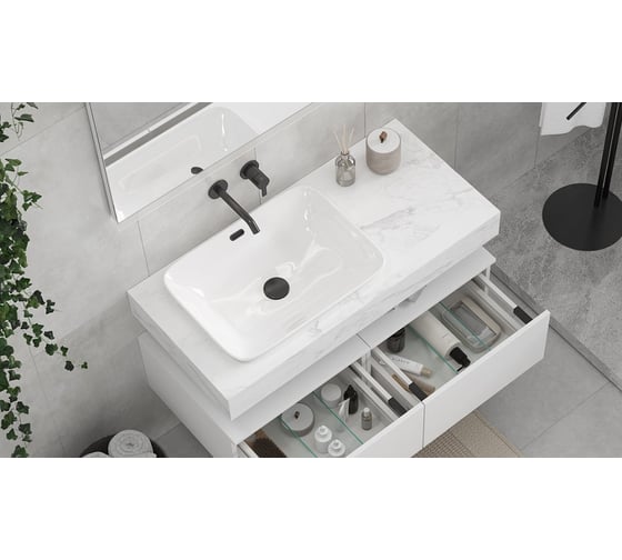 Столешница Velvex Unit 120, белый мрамор st.UNI.120-630