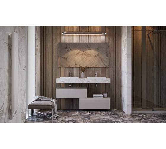 Столешница Velvex Unit 160, белый мрамор st.UNI.160-630