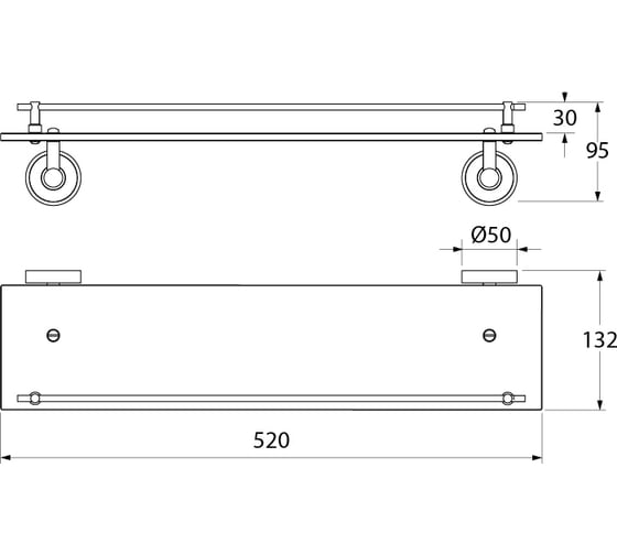 Полка прозрачное стекло латунь IDDIS Calipso ID CALMBG0i44