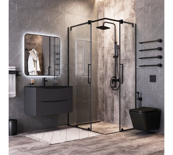 Зеркало BOND квадратное Loft 80x80см с подсветкой и черным обрамлением M35ZE-8080