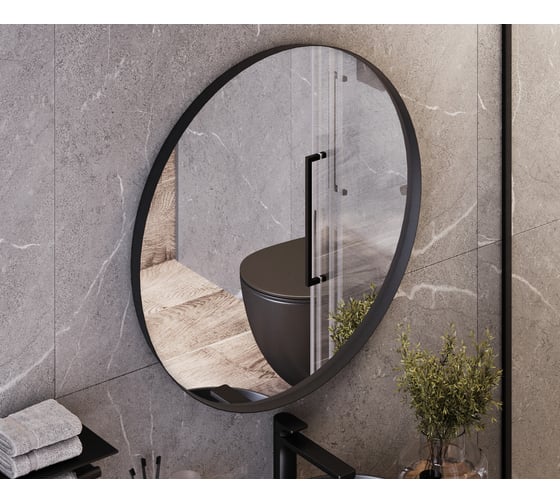 Зеркало BOND круглое Loft 80x80см в черной металлической раме без подсветки M31ZE-8080