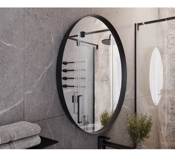Зеркало BOND круглое Loft 60x60см в черной металлической раме без подсветки M31ZE-6060