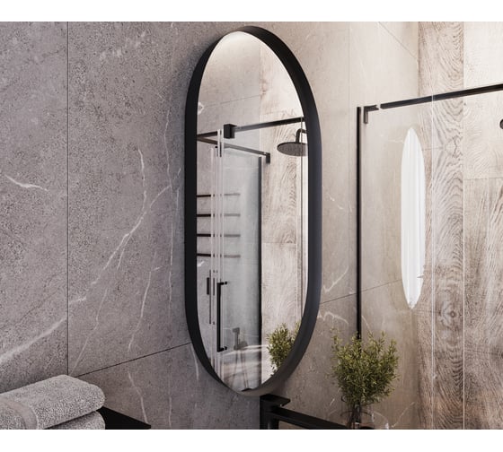 Зеркало BOND овальное Loft 60x100см в черной металлической раме без подсветки M33ZE-60100