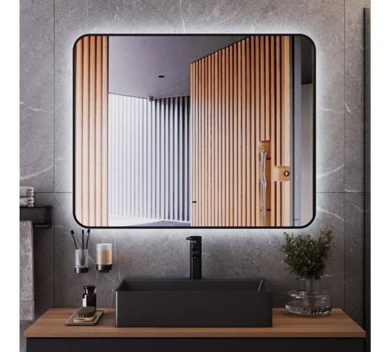 Зеркало BOND прямоугольное Loft 100x80см с подсветкой и черным обрамлением M35ZE-10080 1