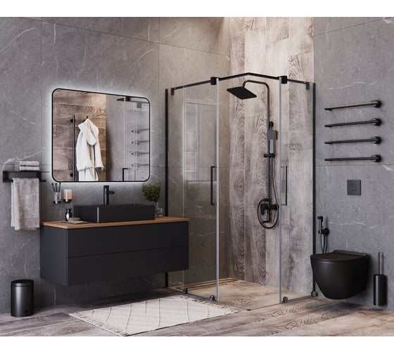 Зеркало BOND прямоугольное Loft 100x80см с подсветкой и черным обрамлением M35ZE-10080