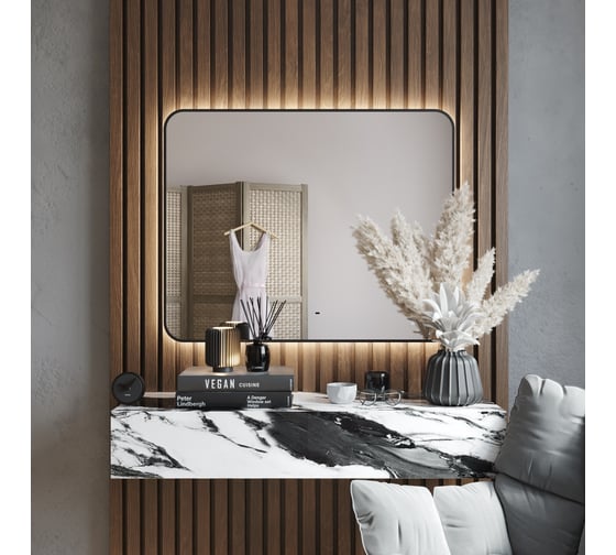 Зеркало BOND прямоугольное Loft 100x80см с подсветкой и черным обрамлением M35ZE-10080