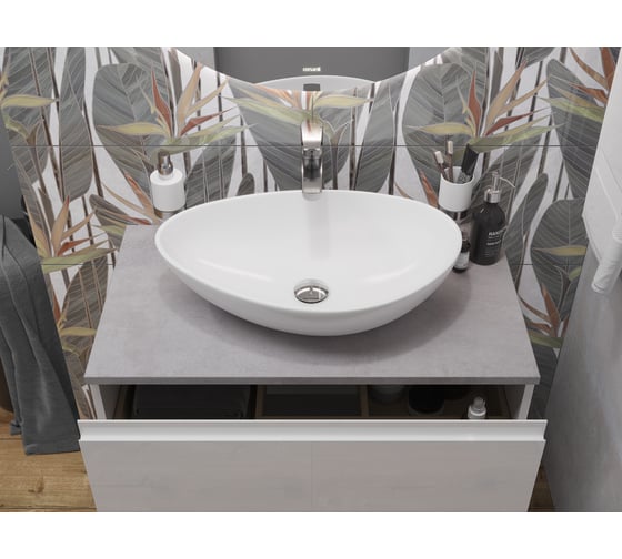 Столешница из керамогранита Cersanit stone balance 45x60 см, серый матовый ecom 64502