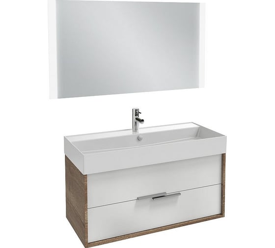 Тумба для раковины Jacob Delafon EB1509-E52-N18 Vivienne 120 корпус дуб табак, фасад бел.глянц. лак, ручки хром 00316586