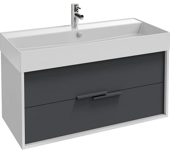 Тумба для раковины Jacob Delafon EB1585-N18-M76 Vivienne 100 бел.глянц., фасад насыщенный серый мат., без ручек 00316583 1