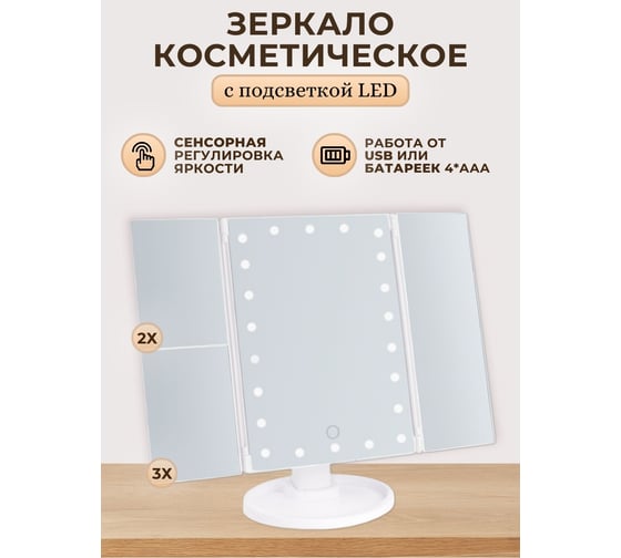Зеркало с подсветкой Аквалиния 18x22см led, usb белое D38102-5-1
