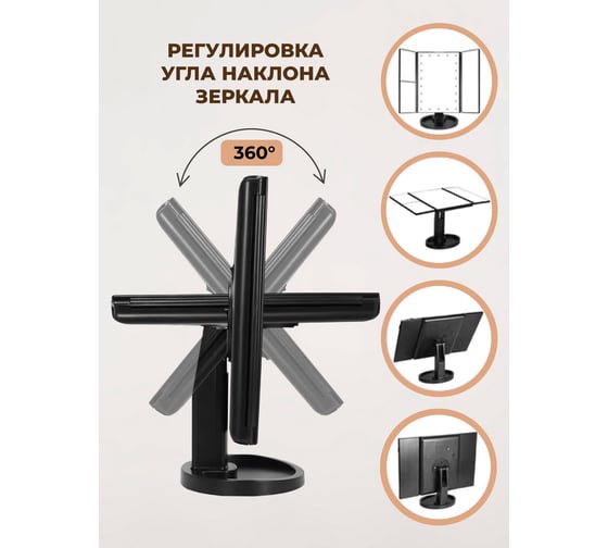 Зеркало с подсветкой Аквалиния 18x22см led, usb черное D38102-5-2