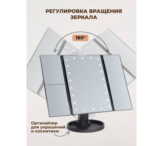 Зеркало с подсветкой Аквалиния 18x22см led, usb черное D38102-5-2
