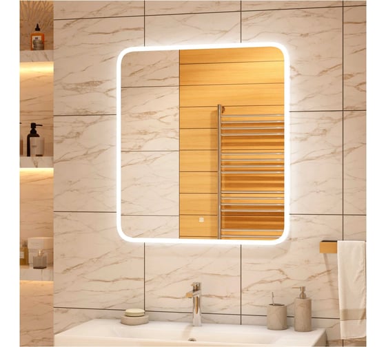 Зеркало с подсветкой CONTINENT ГЛАМУР (Glamour Led) 800x900, пластиковый короб ЗЛП440