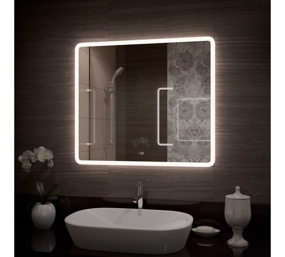Зеркало с подсветкой CONTINENT ДЕМУР (Demure Led) 900x700, музыка, подогрев ЗЛП448