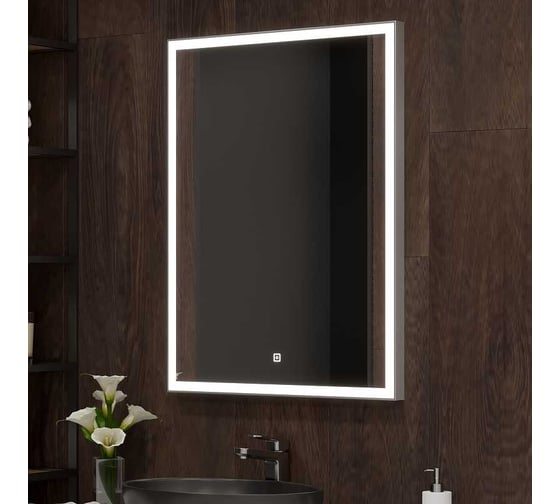 Зеркало с подсветкой CONTINENT ФРЭЙМ СИЛЬВЕР (Frame Silver Led) 600x800 (алюминиевый профиль) ЗЛП891