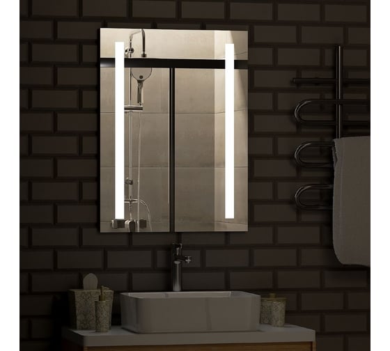 Зеркало CONTINENT АСТИ ЛЮКС LED 600x800 (мех.выкл, короб МДФ, фацет) ЗЛП151
