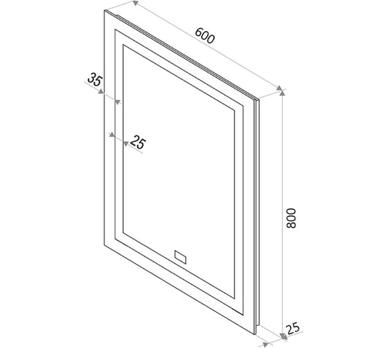 Зеркало с подсветкой CONTINENT ВЕРТЕ (Verte Led) 600x800 часы (по центру), ДД  ЗЛП478