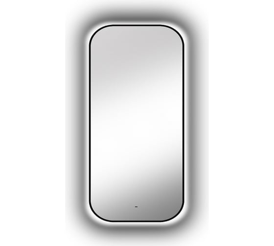 Зеркало CONTINENT ТОРИ (Torry Led) 600x1000 МДФ рамка 500x900, черная краска, Б/К овал, подсветка ЧС ЗЛП1531