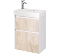 Тумба Dreja SLIM 55 см, подвесная/напольная, 2 ящика, белый глянец/дуб кантри 99.0500