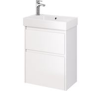 Тумба Dreja SLIM 55 см, подвесная/напольная, 2 ящика, белый глянец 99.0400