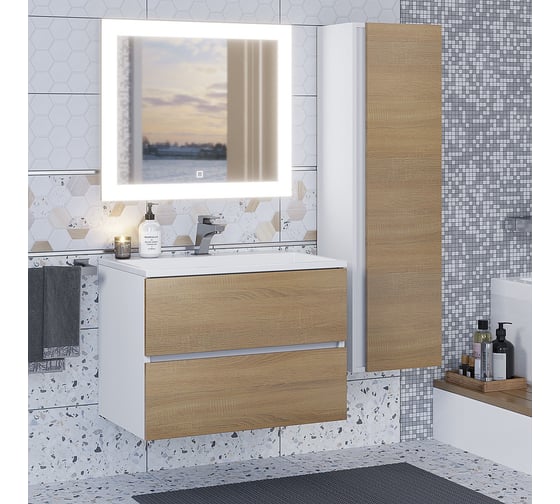 Зеркало для ванной с подсветкой Uperwood Barsa_70х80 см, LED подсветка, сенсорный выключатель, антизапотевание 2920205442