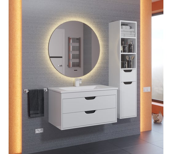 Зеркало для ванной с подсветкой Uperwood Modul_80х80 см, бесконтактный сенсор, антизапотевание, круглое, теплая подсветка 2949345681