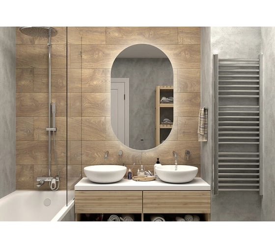 Зеркало CONTINENT Fleur LED 650x1100 короб 550x1000, Б/К овал, подсветка холодная ЗЛП595
