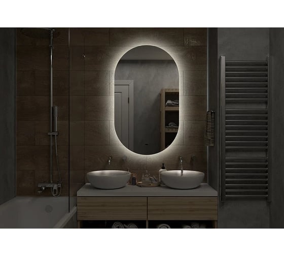 Зеркало CONTINENT Fleur LED 650x1100 короб 550x1000, Б/К овал, подсветка холодная ЗЛП595