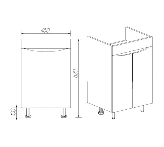 Тумба Viant "рим" como 50 2 ств 380x460x820 VRIM50CO-T2ST