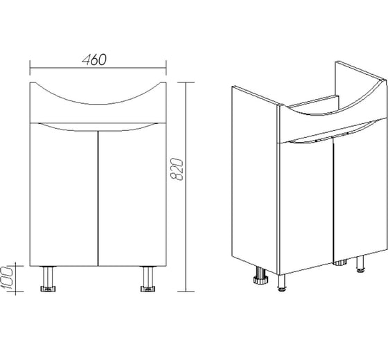 Тумба Viant "рим" балтика 50 2 ств 280x460x820 VRIM50BA-T2ST