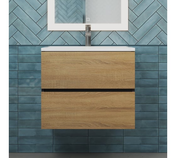Подвесная тумба под раковину для ванной Uperwood Barsa_60 см, черная/дуб сонома 2930205257