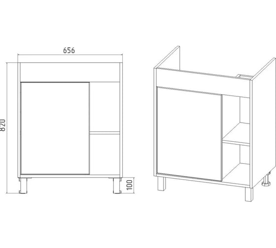 Тумба Viant Бостон como 70 1 створка графит 425x655x820 VBOS70COG-T1ST