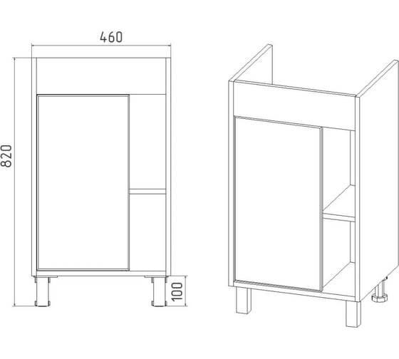 Тумба Viant Бостон como 50 1 створка графит 380x460x820 VBOS50COG-T1ST