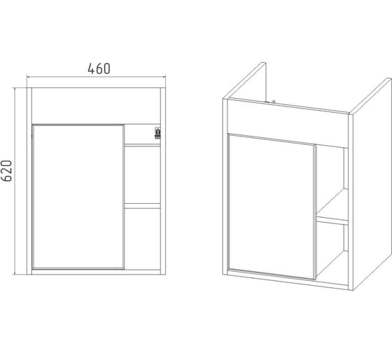 Тумба Viant Бостон como 50 1 створка подвесная 380x460x620 VBOS50CO-T1STP